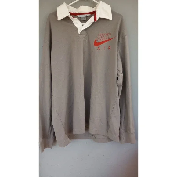 Vintage Nike Air‎ Rugby Shirt Number 9 XXL Gray Red Logo Swoosh